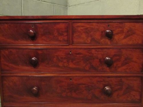 fig 2. ANTIQUE VICTORIAN FLAMED MAHOGANY CHEST OF DRAWERS C1880