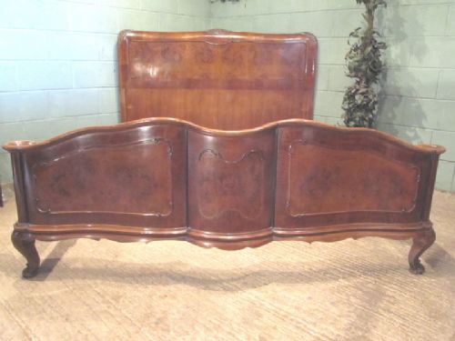 Antique Italian Burr Walnut 5ft.6" Bed C1920