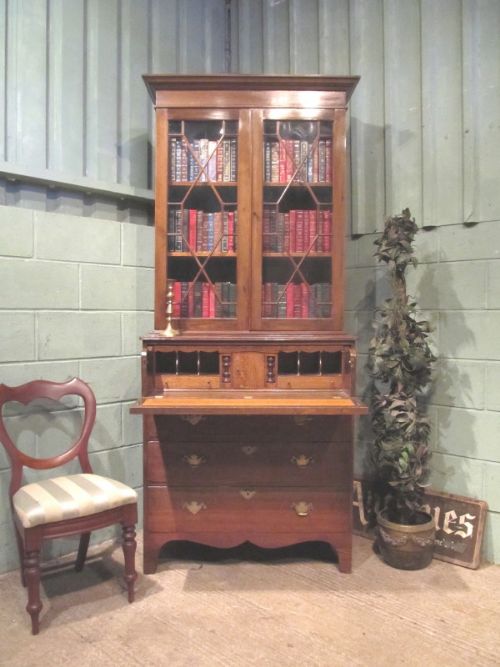 Antique Georgian Regency Oak Secretaire Bookcase C1800