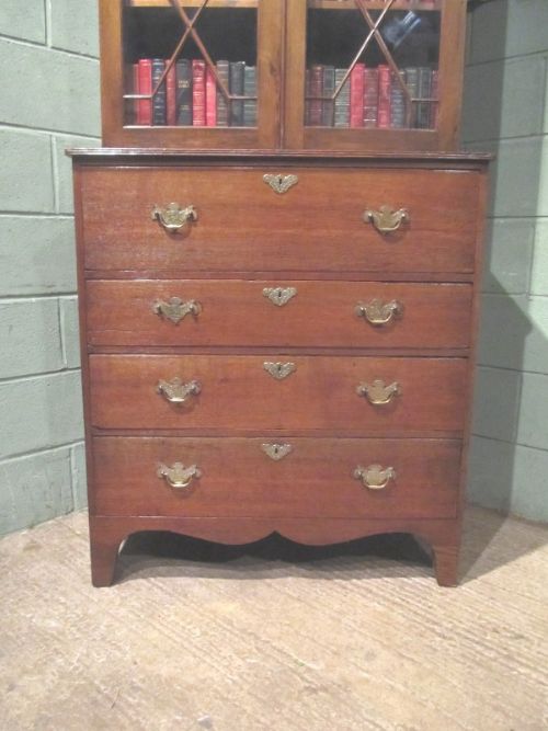 fig 1. ANTIQUE GEORGIAN REGENCY OAK SECRETAIRE BOOKCASE C1800