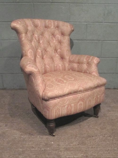 Antique Victorian Upholstered Tub Armchair C1880