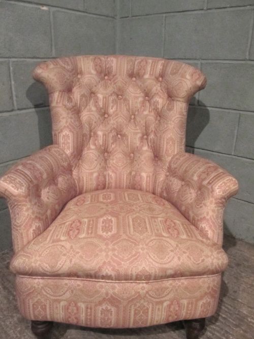 fig 2. ANTIQUE VICTORIAN UPHOLSTERED TUB ARMCHAIR C1880