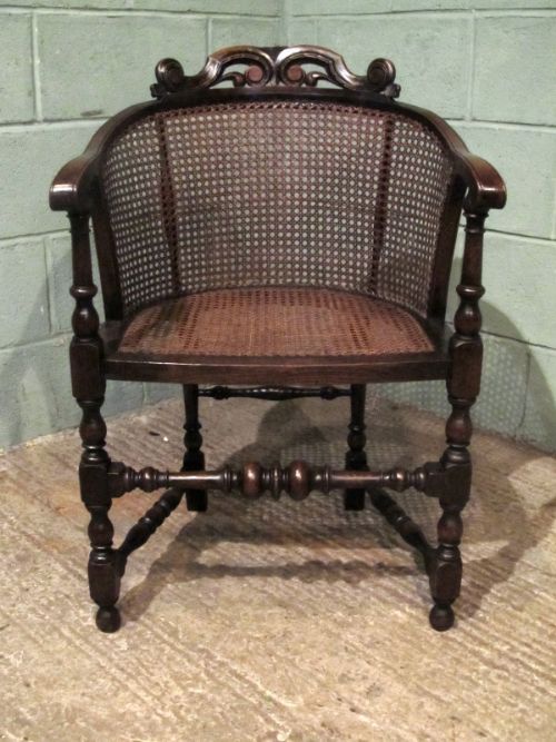 Antique William 1v Original Oak Bergere Tub Armchair C1830
