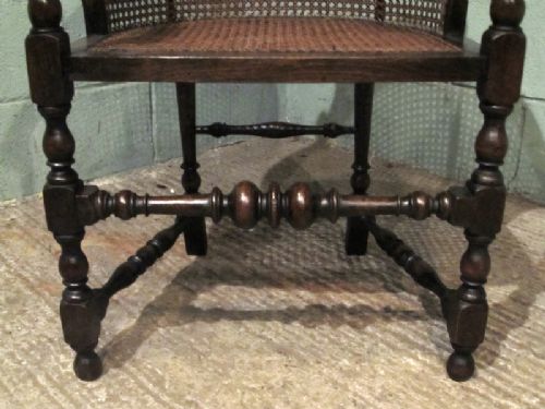 fig 1. ANTIQUE WILLIAM 1V ORIGINAL OAK BERGERE TUB ARMCHAIR C1830