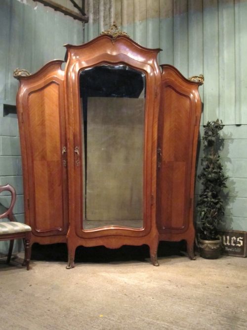 Antique Italian Walnut Serpentine Breakfront Armoire C1920