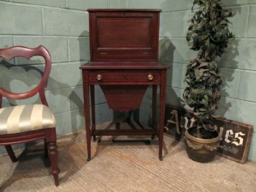 Antique Edwardian Mahogany Inlaid Ladies Dual Writing Bureau / Work Table C1900