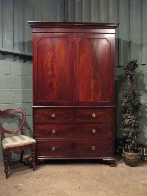 Antique Rgency Mahogany Linen Press C1820
