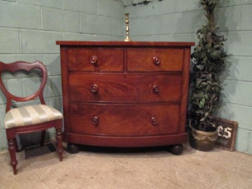 Antique Early Victorian Mahogany Bow Front Chest of Drawers C1850