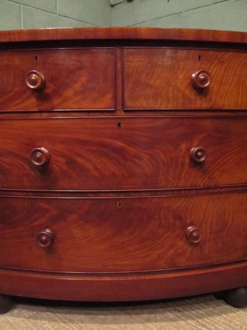 fig 1. ANTIQUE EARLY VICTORIAN MAHOGANY BOW FRONT CHEST OF DRAWERS C1850