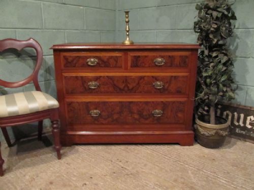 Antique Edwardian Burr Walnut Chest of Drawers C1900