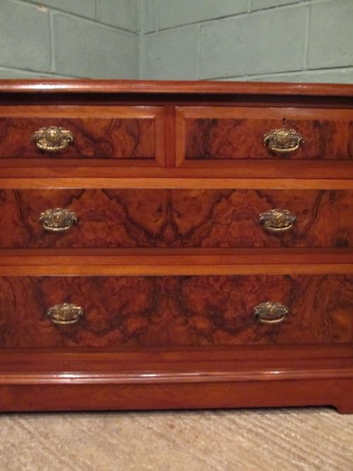 fig 1. ANTIQUE EDWARDIAN BURR WALNUT CHEST OF DRAWERS C1900
