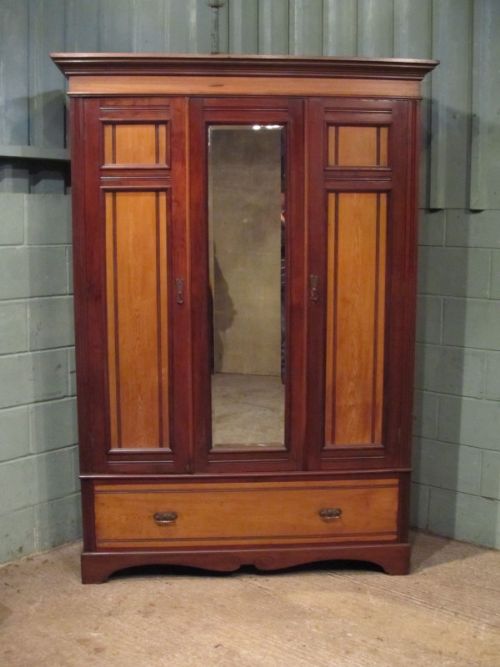 fig 1. ANTIQUE EDWARDIAN WALNUT AND ASH DOUBLE WARDROBE C1900