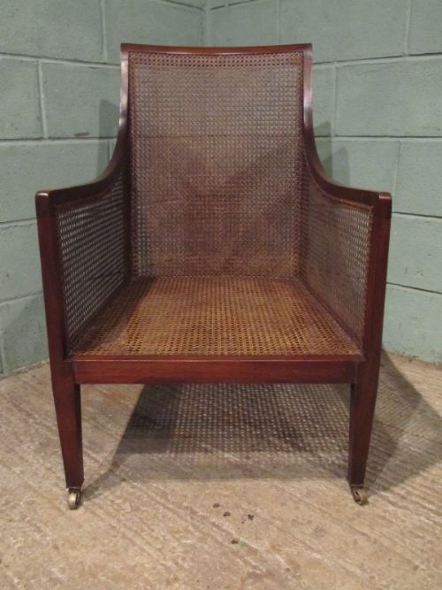 fig 1. ANTIQUE EDWARDIAN MAHOGANY BERGERE ARMCHAIR C1900