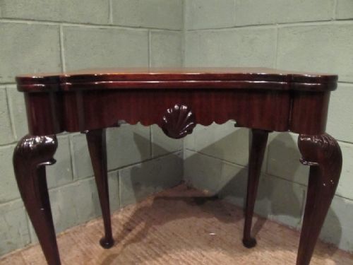 fig 2. ANTIQUE EDWARDIAN MAHOGANY CHIPPENDALE FOLD OVER GAMES TABLE C1900
