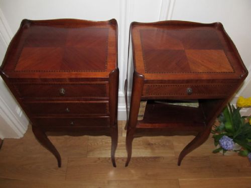 fig 1. ANTIQUE PAIR FRENCH PARISIAN MAHOGANY PARQUETRY CHESTS BY HUGNET C1920