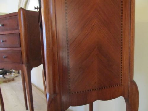 fig 2. ANTIQUE PAIR FRENCH PARISIAN MAHOGANY PARQUETRY CHESTS BY HUGNET C1920