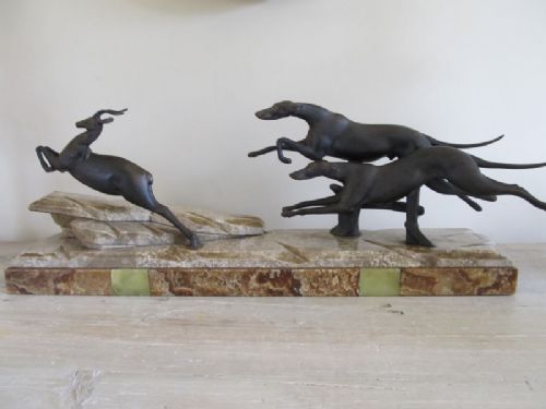 Signed French Art Deco Figural Group by Irenee Rochard C1930