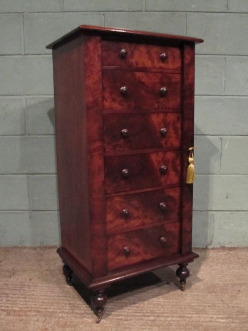Antique 19th Century Flamed Mahogany Wellington Chest C1860