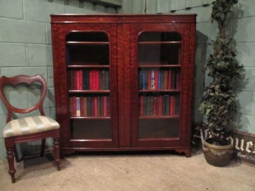 Antique Victorian Mahogany Glazed Bookcase C1880