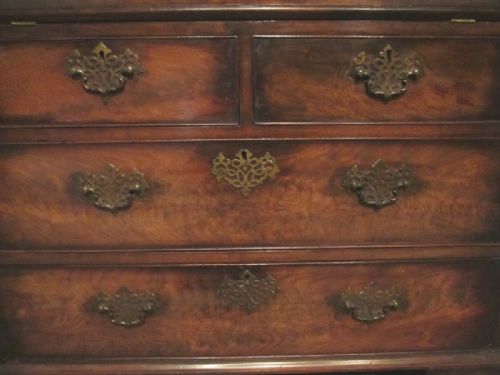 fig 2. ANTIQUE LATE 18TH CENTURY FIGURED MAHOGANY BUREAU C1790