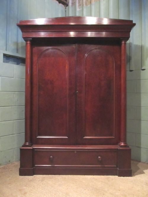 fig 1. ANTIQUE WILLIAM 1V MAHOGANY PLUM PUDDING DOUBLE WARDROBE C1830