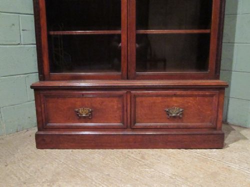 fig 2. ANTIQUE LATE 19TH CENTURY TALL OAK GLAZED LIBRARY BOOKCASE C1890