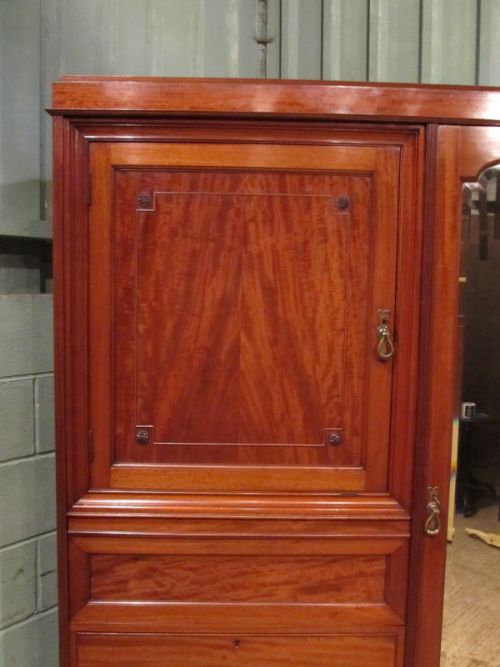 fig 1. ANTIQUE EDWARDIAN MAHOGANY GENTLEMANS WARDROBE COMPACTUM WITH TROUSER PRESS C1911