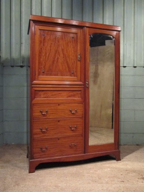 fig 2. ANTIQUE EDWARDIAN MAHOGANY GENTLEMANS WARDROBE COMPACTUM WITH TROUSER PRESS C1911