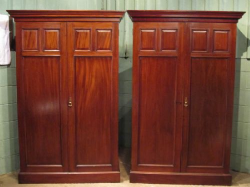 fig 1. ANTIQUE PAIR LATE 19TH CENTURY MAHOGANY DOUBLE WARDROBES C1890