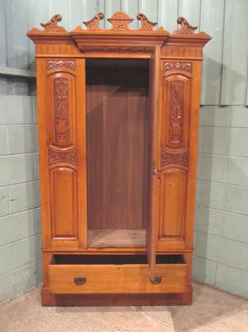 fig 1. ANTIQUE EDWARDIAN SATINWOOD BEDROOM SUITE, WARDROBE, DRESSING TABLE & WASHSTAND C1900