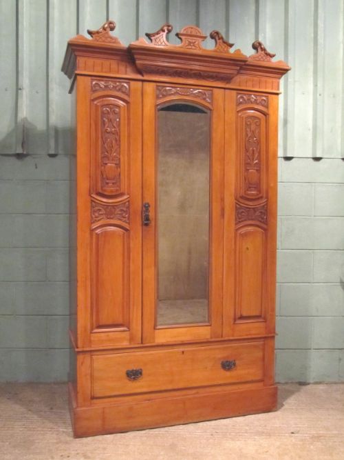 fig 2. ANTIQUE EDWARDIAN SATINWOOD BEDROOM SUITE, WARDROBE, DRESSING TABLE & WASHSTAND C1900