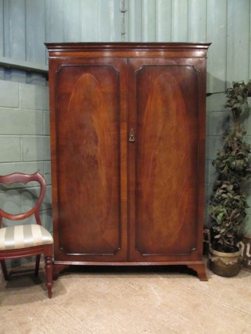 Antique Edwardian Mahogany Double Wardrobe C1900