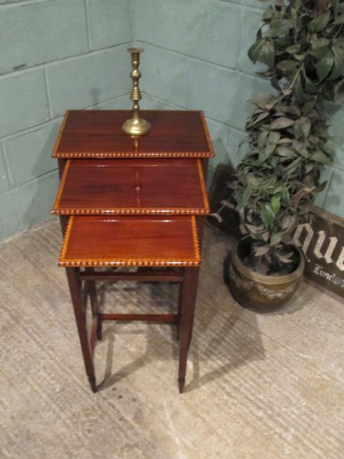 Antique Set Edwardian Inlaid Mahogany Nest of Tables C1900