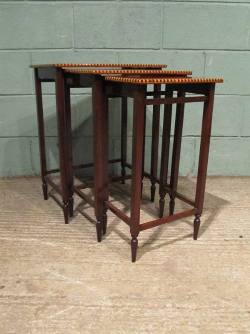 fig 1. ANTIQUE SET EDWARDIAN INLAID MAHOGANY NEST OF TABLES C1900