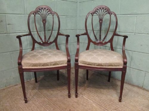 fig 1. ANTIQUE PAIR LATE VICTORIAN MAHOGANY SALON ARMCHAIRS C1890