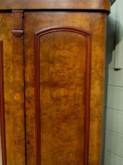 fig 2. ANTIQUE WILLIAM 1V BURR WALNUT TRIPLE WARDROBE C1830