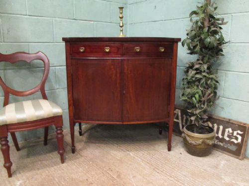 Antique Edwardian Inlaid Mahogany Bow Front Cabinet C1900