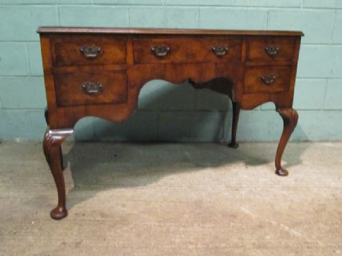 Antique Edwardian Burr Walnut Queen Anne Style Desk C1900