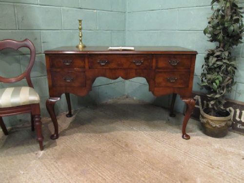 fig 1. ANTIQUE EDWARDIAN BURR WALNUT QUEEN ANNE STYLE DESK C1900