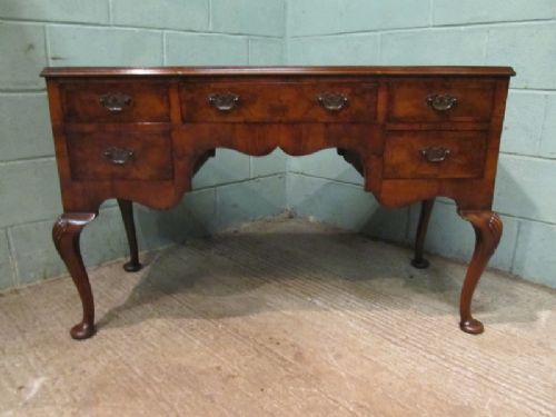 fig 2. ANTIQUE EDWARDIAN BURR WALNUT QUEEN ANNE STYLE DESK C1900