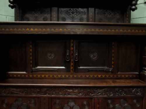 fig 2. ANTIQUE 18TH CENTURY CARVED OAK TRIDARN COURT CUPBOARD C1780