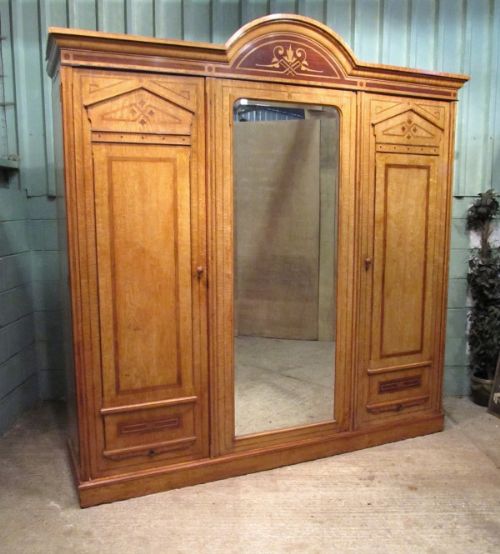 Antique Large 19th Century Burr Ash & Rosewood Compactum Wardrobe Neo Classical C1855