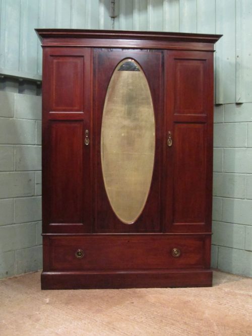 fig 1. ANTIQUE EDWARDIAN MAHOGANY SMALL TRIPLE WARDROBE C1900