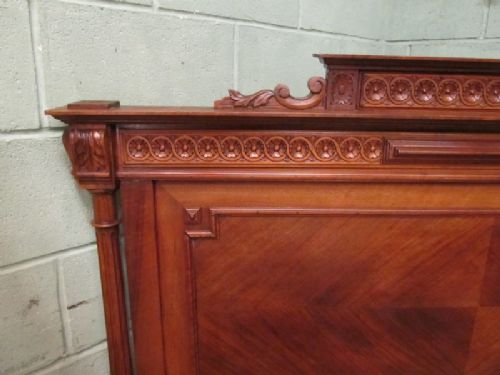 fig 2. ANTIQUE FRENCH WALNUT PARQUETRY 5FT BED HENRI 11 C1900