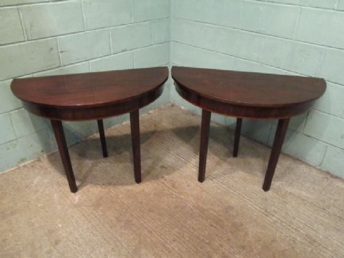 fig 1. ANTIQUE PAIR GEORGIAN REGENCY MAHOGANY DEMI LUNE SIDE TABLES C1820