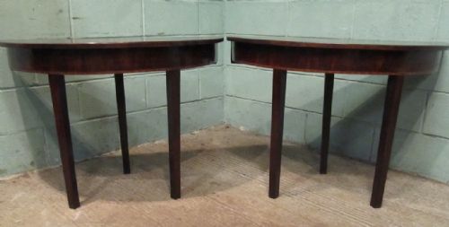 fig 2. ANTIQUE PAIR GEORGIAN REGENCY MAHOGANY DEMI LUNE SIDE TABLES C1820