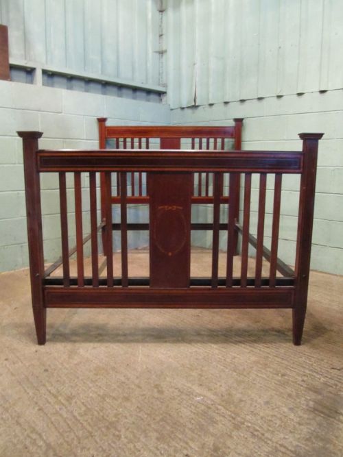 Antique Edwardian Inlaid Mahogany Double Bed C1900
