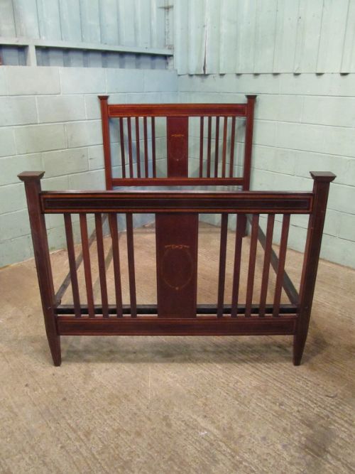 fig 1. ANTIQUE EDWARDIAN INLAID MAHOGANY DOUBLE BED C1900