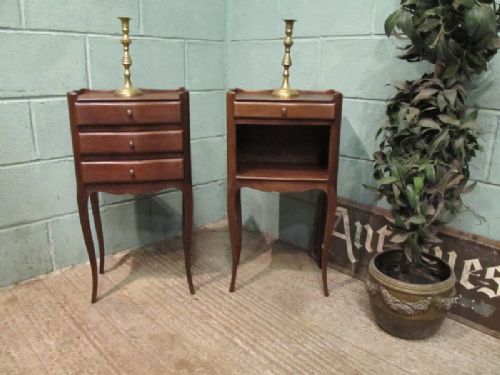 Antique Pair French Oak Bedside Cabinets C1920