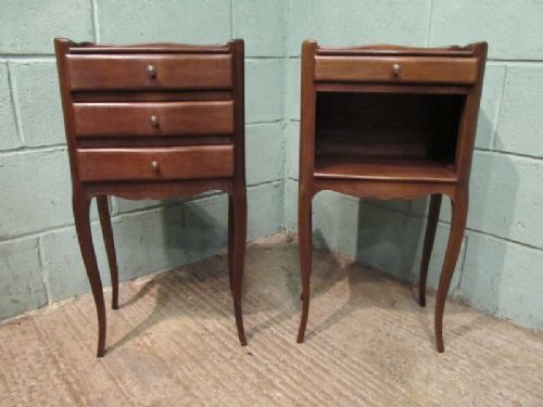 fig 1. ANTIQUE PAIR FRENCH OAK BEDSIDE CABINETS C1920